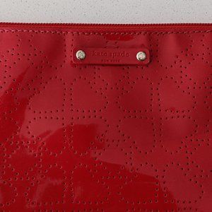 Kate Spade red zippered pouch with heart detail ♥️